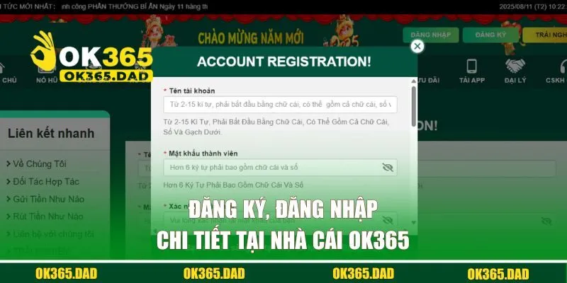 Đăng ký, đăng nhập OK365 dễ dàng
